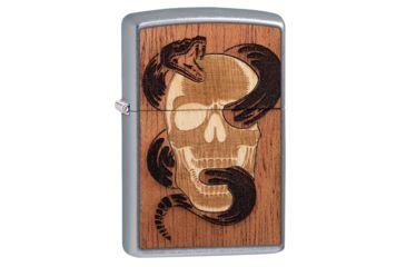 Image of Zippo Woodchuck USA Skull &amp; Snake Lighter w/ Click, Silver, One Size, 49042