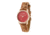 Canopies Wood Watch,33mm,Red Dial,Khaki/Tan Leather Band