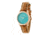 Canopies Wood Watch,33mm,Turquois Dial,Khaki/Tan Leather Band