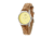 Canopies Wood Watch,33mm,Yellow Dial,Khaki/Tan Leather Band