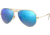 Ray-Ban Aviator Large Metal RB3025 Sunglasses, Matte Gold Frame, Crystal Green Mirror/Multi Blue Lenses, RB3025-112-17-5514