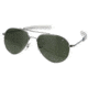 AO Flight Gear General Sunglasses, Bayonet, Silver Frame, Green Glass Lenses, 52mm, 30602
