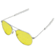 AO Flight Gear General Sunglasses, Bayonet, Silver Frame, Yellow Lens, 58mm, 30654