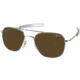 AO Original Pilot Sunglasses, Wire Spatula, Silver Frame, Brown Glass Lens, Polarized, 57mm, 32163