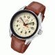Armourlite 38mm Shatterproof Glass Swiss Tritium Watch, Silver, Cream, Brown, Small AL502-LBR