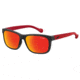 Arnette Slacker Sunglasses, Fuzzy Black/Red Frame, Red Mirror Lens AN4196-03