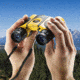 Barska 12X25 Colorado Waterproof BK-7 Roof Prism Binoculars - Yellow Rubber, Blue Lens