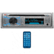 Boss Audio Marine Single Din CD/MP3/USB/SD Receiver w/ Front Aux and Remote, Silver MR508UABS