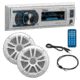 Boss Audio Marine Single Din Media Receiver with Bluetooth and Pair of 6.5in Speakers, Antenna and Aux, White MCK632WB6