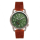 Breed Leather-Band Watch w/Second Sub-dial, Brown/Green, BRD8803, Brown/Green, One Size, BRD8803
