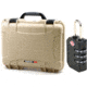 Nanuk 910 Hard Plastic Waterproof Case, Tan w/ 3 Part Foam Insert 910-1000 with Nanuk padlock w/logo 900-LOCK NANUK 910-1000-KIT1