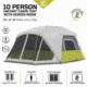 Core Equipment 10 Person Instant Cabin Tent w/Screen Room, Green/Grey, 40036