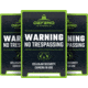 DEFEND USA No Trespassing Sign - 3 Pack, Black/Green/White, Small, DFD-S-3