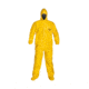 DuPont Tychem QC Yellow XL Coveralls with Standard Fit Hood, Elastic Wrists w/ Attached Socks, Case of 4