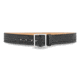 1-3/4" Basketweave Leather Garrison Belt with Solid Brass Center Bar Nickel Buckle