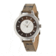 Ladies Autumn Watch,40mm,Brushed Metal Silver Bezel,Dark Brown Band