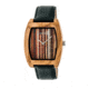 Earth Wood Cedar Leather-Band Watch, Multicolor/Black ETHEW4601