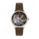 Empress Diana Automatic Engraved MOP Leather-Band Watch, Olive, One Size, EMPEM3001
