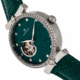 Empress Edith Semi-Skeleton Leather-Band Watch, Green, One Size, EMPEM3302