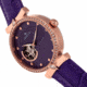 Empress Edith Semi-Skeleton Leather-Band Watch, Purple, One Size, EMPEM3305