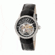Empress Justinian Automatic Semi-Skeleton Dial Leather-Band Watch, Silver/Black, Standard EMPEM1601