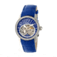 Empress Justinian Automatic Semi-Skeleton Dial Leather-Band Watch, Silver/Blue, Standard EMPEM1602
