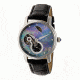 Empress Theodora Automatic Mother-of-Pearl Semi-Skeleton Leather-Band Watch, Silver/Black/Black, Standard EMPEM1205