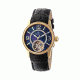 Empress Valois Automatic Mother-Of-Pearl Semi-Skeleton Dial Leather-Band Watch, Gold/Black, Standard EMPEM1304