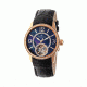 Empress Valois Automatic Mother-Of-Pearl Semi-Skeleton Dial Leather-Band Watch, Rose Gold/Black, Standard EMPEM1306