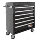 Homak 36in H2Pro Series-6 Drawer Roller Cabinet, Black, Large BK04036061