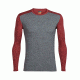 Icebreaker Oasis Long Sleeve Crewe, Gritstone Hthr/Vintage Red, M, 100476009M