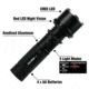 Life Gear Pro Series 400 Tactical Flashlight w/ Red Night Vision &amp; Strobe - 400 Lumens, black LG21-60546-BLA