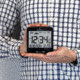 Marathon Atomic Desk Clock w/Backlight, Heat and Comfort Index, Black, CL030054-BK-00-NA
