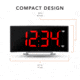 Marathon Digital Dual Alarm Clock with Two USB Chargers, Black, 9 x 1 x 3in, CL030070-BK-RD-NA