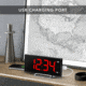 Marathon Digital Dual Alarm Clock with Two USB Chargers, Black, 9 x 1 x 3in, CL030070-BK-RD-NA
