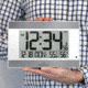 Marathon Large Atomic Wall Clock w/ Calendar and Temperature, White/Silver, 9.7in x 2in x 6.3in, CL030052WH-SV