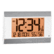 Marathon Large Atomic Wall Clock w/ Calendar and Temperature, White/Silver, 9.7in x 2in x 6.3in, CL030052WH-SV