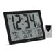 Marathon Slim Atomic Full Calendar Wall Clock w/ Indoor/Outdoor Temperature, Black, 14.6in x 1.2in x 9in, CL030066-BK-FD-NA