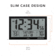 Marathon Slim Atomic Full Calendar Wall Clock w/ Indoor/Outdoor Temperature, Black, 14.6in x 1.2in x 9in, CL030066-BK-FD-NA
