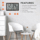 Marathon Slim Atomic Full Calendar Wall Clock w/ Indoor/Outdoor Temperature, Black, 14.6in x 1.2in x 9in, CL030066-BK-FD-NA