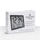 Marathon Slim Atomic Full Calendar Wall Clock w/ Indoor/Outdoor Temperature, Black, 14.6in x 1.2in x 9in, CL030066-BK-FD-NA