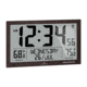 Marathon Slim Atomic Full Calendar Wall Clock w/ Indoor/Outdoor Temperature, Wood, 14.6in x 1.2in x 9in, CL030066-WD-FD-NA