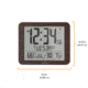 Marathon Slim Atomic Wall Clock w/ Indoor/Outdoor Temperature, Wood, 9.8in x 1.2in x 8.1in, CL030027-WD-FD-NA