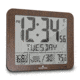 Marathon Slim Atomic Wall Clock w/ Indoor/Outdoor Temperature, Wood, 9.8in x 1.2in x 8.1in, CL030027-WD-FD-NA