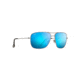Maui Jim Cook Pines Polarized Aviator  Sunglasses,Silver,Blue Hawaii Lens B774-17