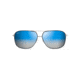 Maui Jim Kami Polarized Aviator Sunglasses, Silver w/ Navy Blue Frame, Dual Mirror Blue To Silver Lens, Silver w/ Navy Blue DBS778-06A