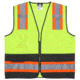 MCR Safety Hi Vis Reflective Safety Vest, ANSI Type R Class 2, 4in Silver Stripes, Zipper Front Closure, Fluorescent Lime, 5X, WCCL2MLSZX5