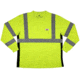 MCR Safety Hi Vis Safety Work T-Shirts, Soft Poly Birdseye Mesh, Long Sleeve and Tagless Design, ANSI 107 Type R Class 3, Lime, S, LSTSCL3MLS