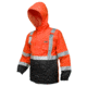 MCR Safety Luminator Breathable Poly/PU Class 3 Jacket, Silver Reflective, Fluorescent Orange, L, 591SJHL