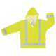 MCR Safety Luminator Hi Vis Lightweight Rain Jacket, Poly/PU, Attached Drawstring Hood, ANSI 107 Type R Class 3, Fluorescent Lime, L, 500RJHL